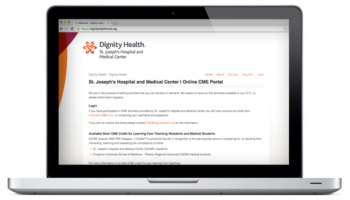 Dignity Health Homepage Computer Screen