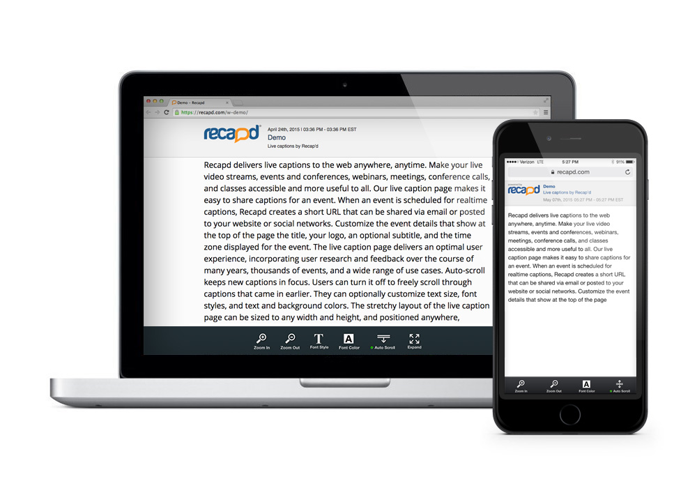 Recapd Live Captioning Demo